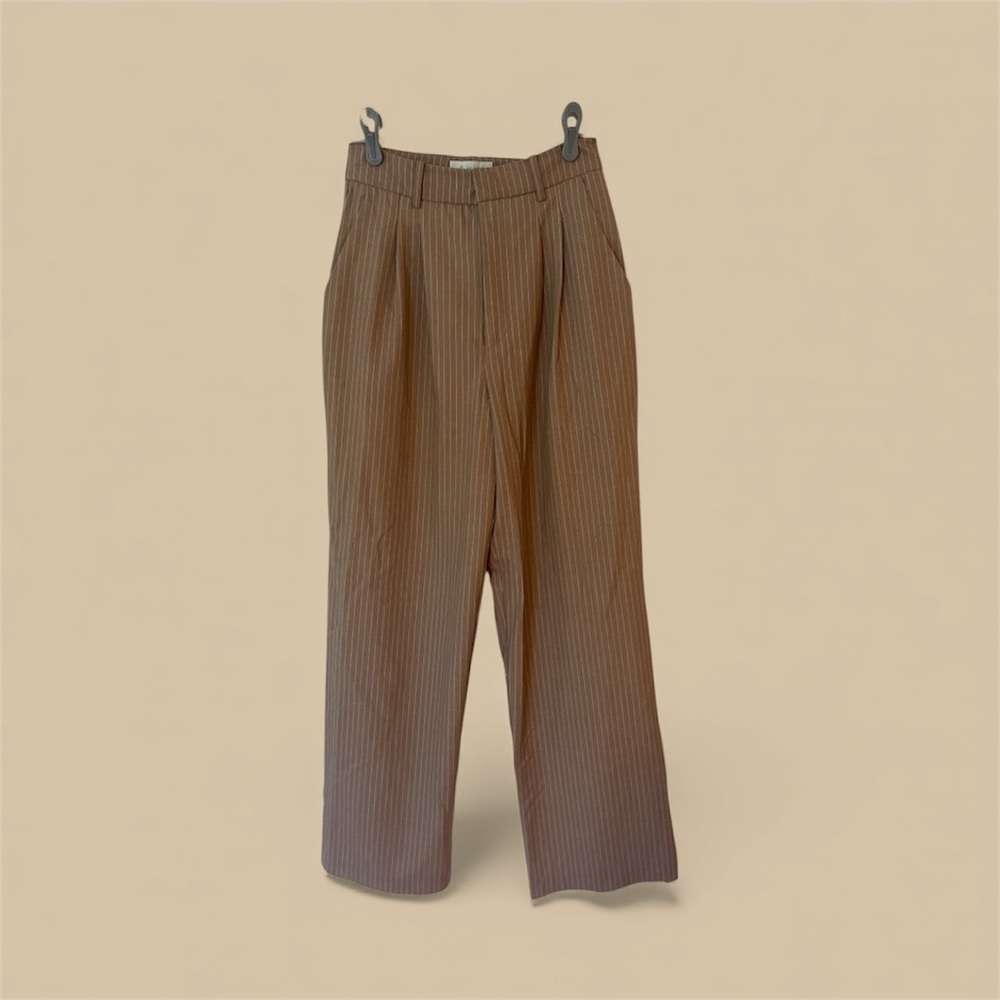 Wayf Brown Pinstripe Pants